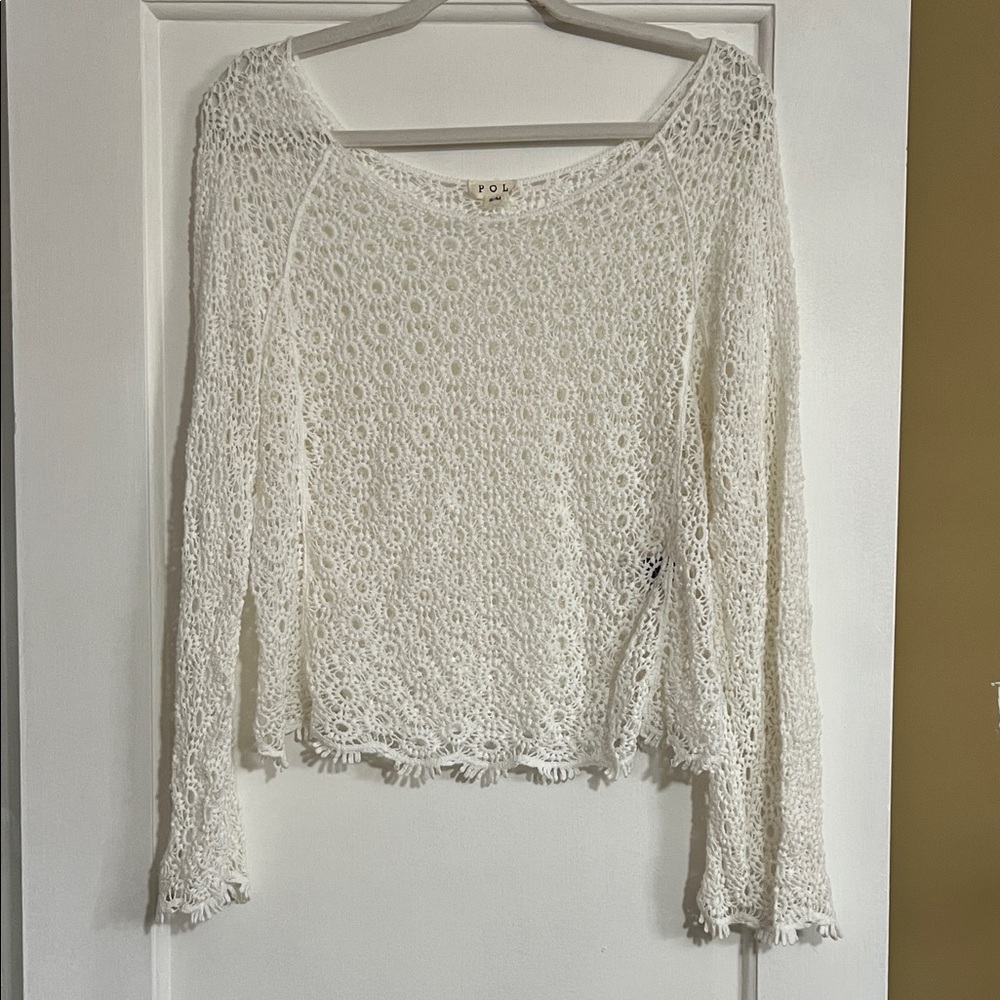 POL White Crochet Blouse